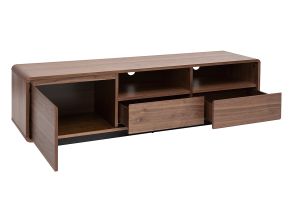 Meuble TV vintage en bois foncé noyer et métal noir L160 cm JAKO