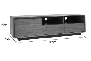 Meuble TV vintage en bois foncé noyer et métal noir L160 cm JAKO