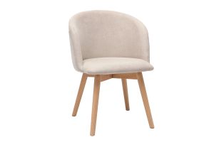 Chaises scandinaves en tissu effet velours beige et bois clair massif (lot de 2) VANITY