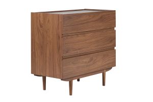 Commode finition bois foncé noyer 3 tiroirs L80 cm SANAA