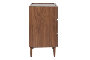 Commode finition bois foncé noyer 3 tiroirs L80 cm SANAA