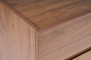 Commode finition bois foncé noyer 3 tiroirs L80 cm SANAA