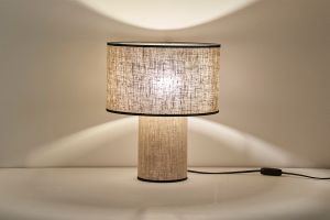 Lampe à poser design en lin et coton noir H36 cm SLOT