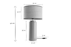 Lampe à poser en céramique émaillée taupe et abat-jour en raphia naturel H64 cm MAJES