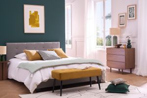Commode finition bois foncé noyer 3 tiroirs L80 cm SANAA