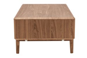 Table basse rectangulaire avec rangements 2 tiroirs bois foncé noyer L100 cm SUVA