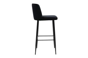 Tabouret de bar fixe velours noir et pied métal noir H78 MONTI