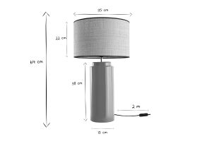 Lampe à poser en céramique émaillée jaune et abat-jour en raphia naturel H64 cm MAJES