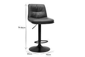 Tabourets de bar réglables marrons et métal noir (lot de 2) ZUCK
