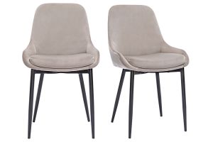 Chaises design en tissu velours taupe et métal noir (lot de 2) HOLO