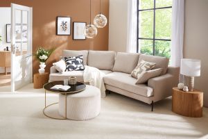 Lampe à poser en céramique émaillée taupe et abat-jour écru H53 cm BERRO