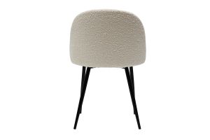 Chaises en tissu effet laine bouclée blanc cassé et métal noir (lot de 2) CELESTE