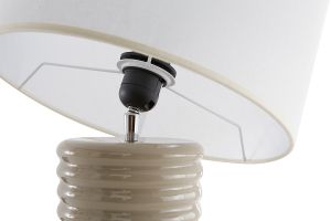 Lampe à poser en céramique émaillée taupe et abat-jour écru H53 cm BERRO