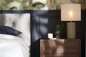 Lampe à poser en céramique émaillée taupe et abat-jour écru H53 cm BERRO