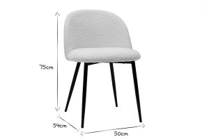 Chaises en tissu effet laine bouclée blanc cassé et métal noir (lot de 2) CELESTE