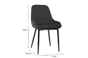 Chaises design en tissu velours vert foncé et métal noir (lot de 2) HOLO