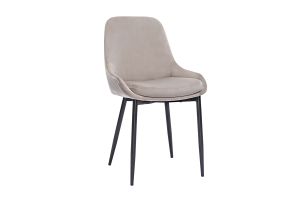 Chaises design en tissu velours taupe et métal noir (lot de 2) HOLO