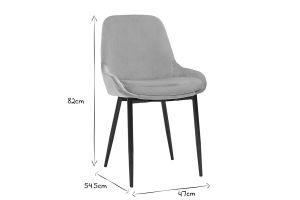 Chaises design en tissu velours taupe et métal noir (lot de 2) HOLO