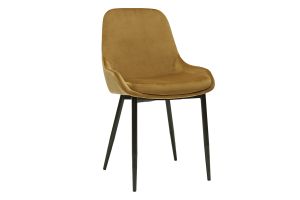 Chaises design en tissu velours bronze et métal noir (lot de 2) HOLO