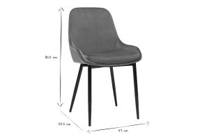 Chaises design en tissu velours bronze et métal noir (lot de 2) HOLO