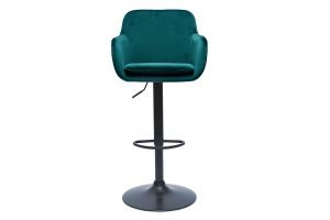 Tabourets de bar réglables en tissu velours bleu pétrole et métal noir (lot de 2) AMIKA