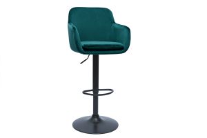 Tabourets de bar réglables en tissu velours bleu pétrole et métal noir (lot de 2) AMIKA