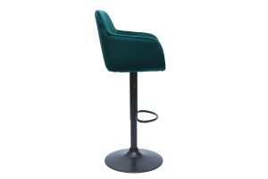 Tabourets de bar réglables en tissu velours bleu pétrole et métal noir (lot de 2) AMIKA