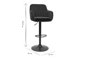 Tabourets de bar réglables en tissu velours bleu pétrole et métal noir (lot de 2) AMIKA