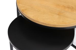 Tables d'appoint gigognes en bois manguier massif et métal noir TAHL