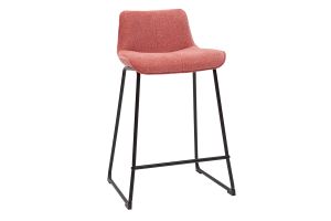 Tabourets de bar en tissu effet velours texturé terracotta et métal H65 cm (lot de 2) BOOST