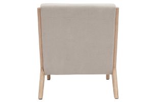 Fauteuil scandinave en tissu effet velours beige et bois clair massif DERRY