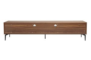 Meuble TV design bois foncé noyer et métal noir 2 portes 2 tiroirs L200 cm BLISS