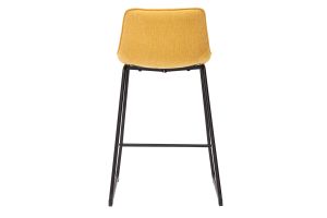 Tabourets de bar en tissu effet velours texturé jaune moutarde et métal H65 cm (lot de 2) BOOST