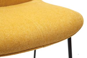Tabourets de bar en tissu effet velours texturé jaune moutarde et métal H65 cm (lot de 2) BOOST