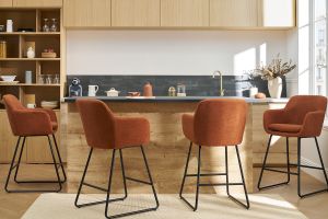 Tabourets de bar en tissu effet velours terre brûlée H65 cm (lot de 2) AMIKA