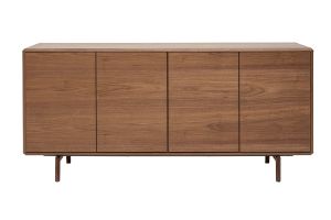 Buffet vintage en bois foncé noyer 4 portes L160 cm SUVA