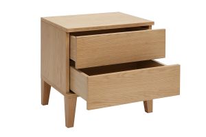 Table de chevet avec rangements 2 tiroirs scandinave bois clair chêne FREDDY