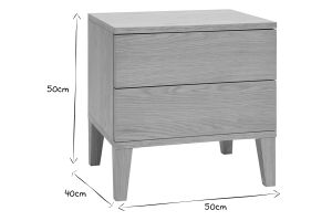 Table de chevet avec rangements 2 tiroirs scandinave bois clair chêne FREDDY
