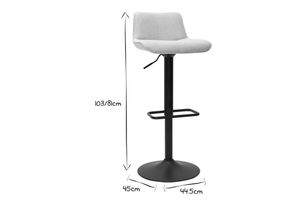 Tabourets de bar réglables pivotants 360° en tissu effet velours texturé beige et métal noir (lot de 2) BOOST