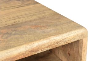 Table de chevet avec rangements bois manguier massif gravé et métal noir MORISSON