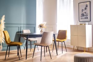 Chaises design en tissu velours bronze et métal noir (lot de 2) PUMPKIN