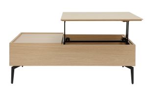 Table basse relevable rectangulaire bois clair finition chêne et métal noir L103 cm SEDA