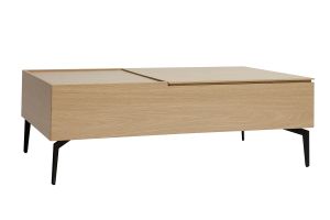 Table basse relevable rectangulaire bois clair finition chêne et métal noir L103 cm SEDA