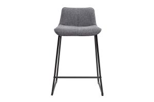 Tabourets de bar en tissu effet velours texturé gris et métal H65 (lot de 2) BOOST