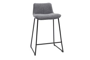 Tabourets de bar en tissu effet velours texturé gris et métal H65 (lot de 2) BOOST