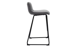 Tabourets de bar en tissu effet velours texturé gris et métal H65 (lot de 2) BOOST