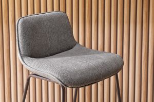 Tabourets de bar en tissu effet velours texturé gris et métal H65 (lot de 2) BOOST