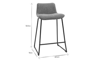 Tabourets de bar en tissu effet velours texturé gris et métal H65 (lot de 2) BOOST