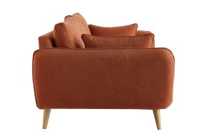 Canapé scandinave 3 places en tissu brique et bois clair CREEP