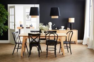 Chaises bistrot bois massif noir (lot de 2) PRUNE